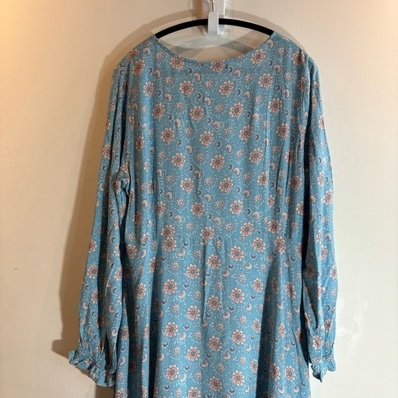 CAROLINE MORGAN Sz 16 Maxi Dress Buttons All Through Floral Ruffle Hem Hi Low - Picture 7 of 11